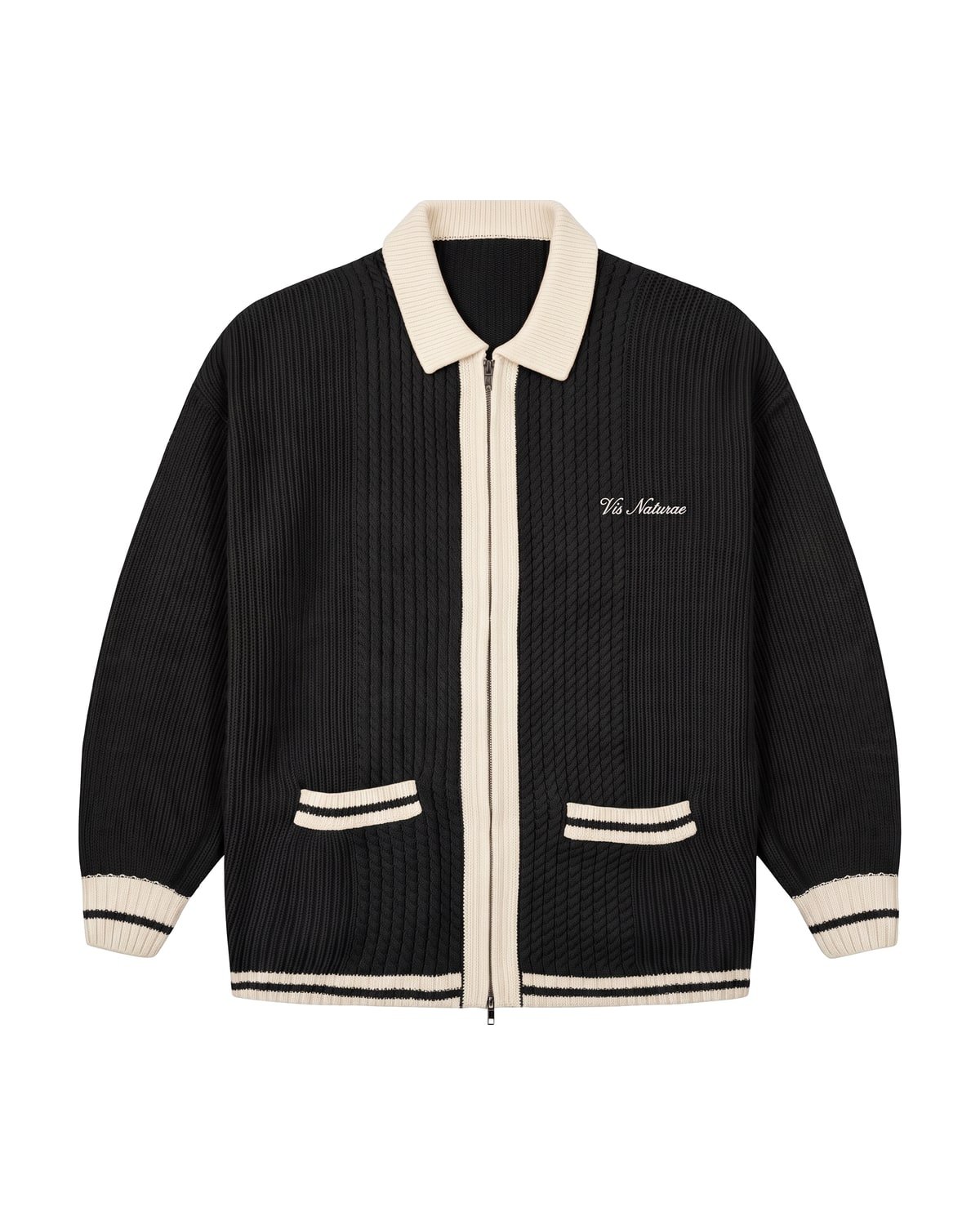 Clubhouse Knit Jacket in Black / Ecru