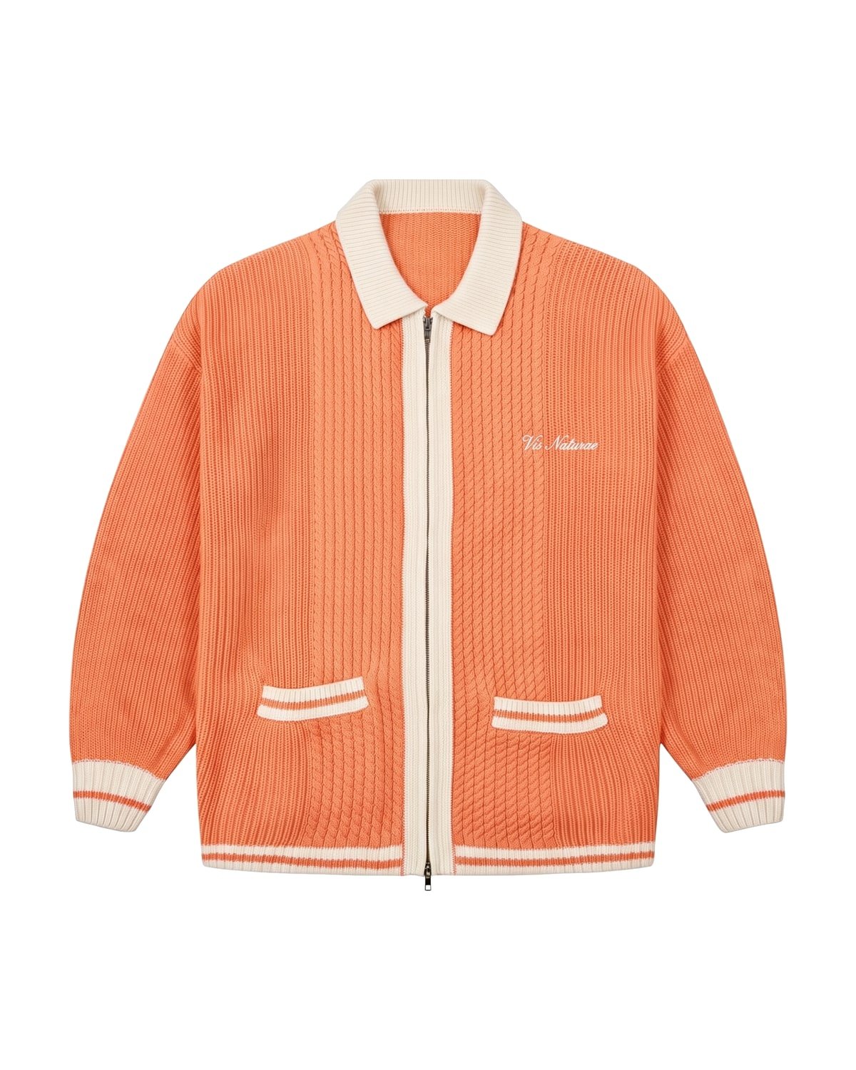 Clubhouse Knit Jacket in Clementine / Ecru
