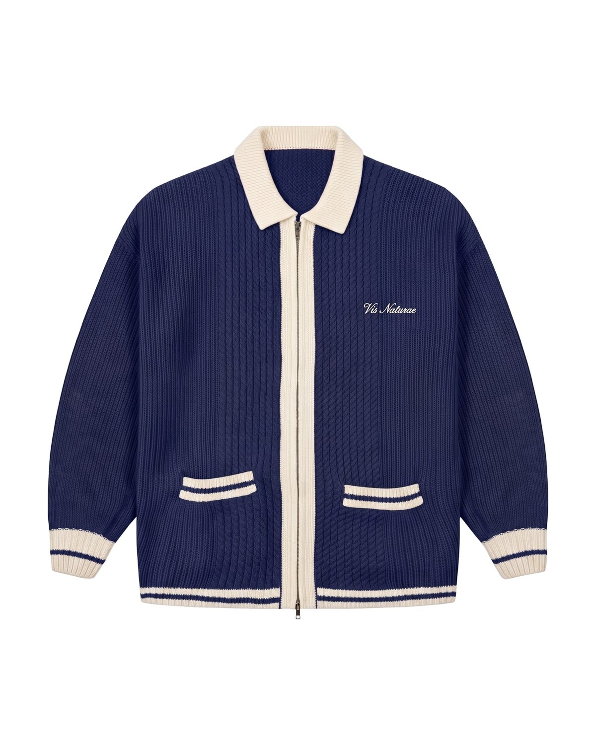 Clubhouse Knit Jacket in Navy / Ecru