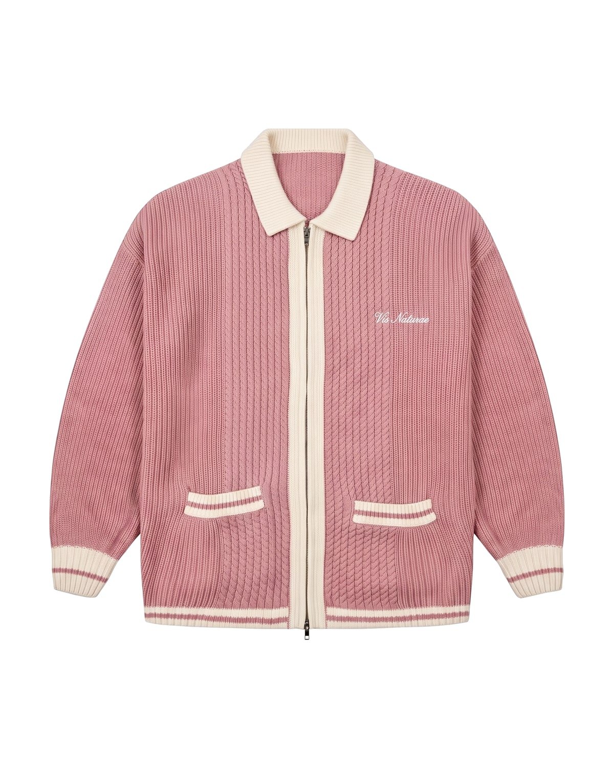 Clubhouse Knit Jacket in Pink / Ecru