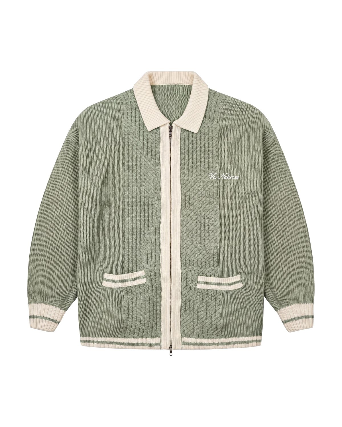 Clubhouse Knit Jacket in Sage / Ecru