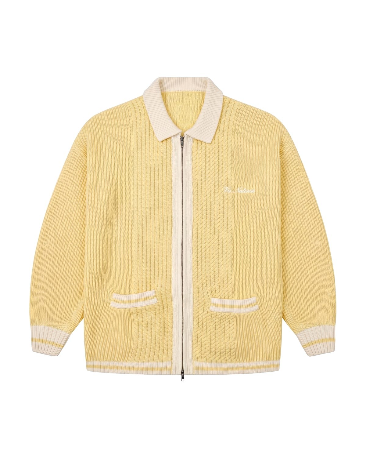 Clubhouse Knit Jacket in Lemon / Ecru