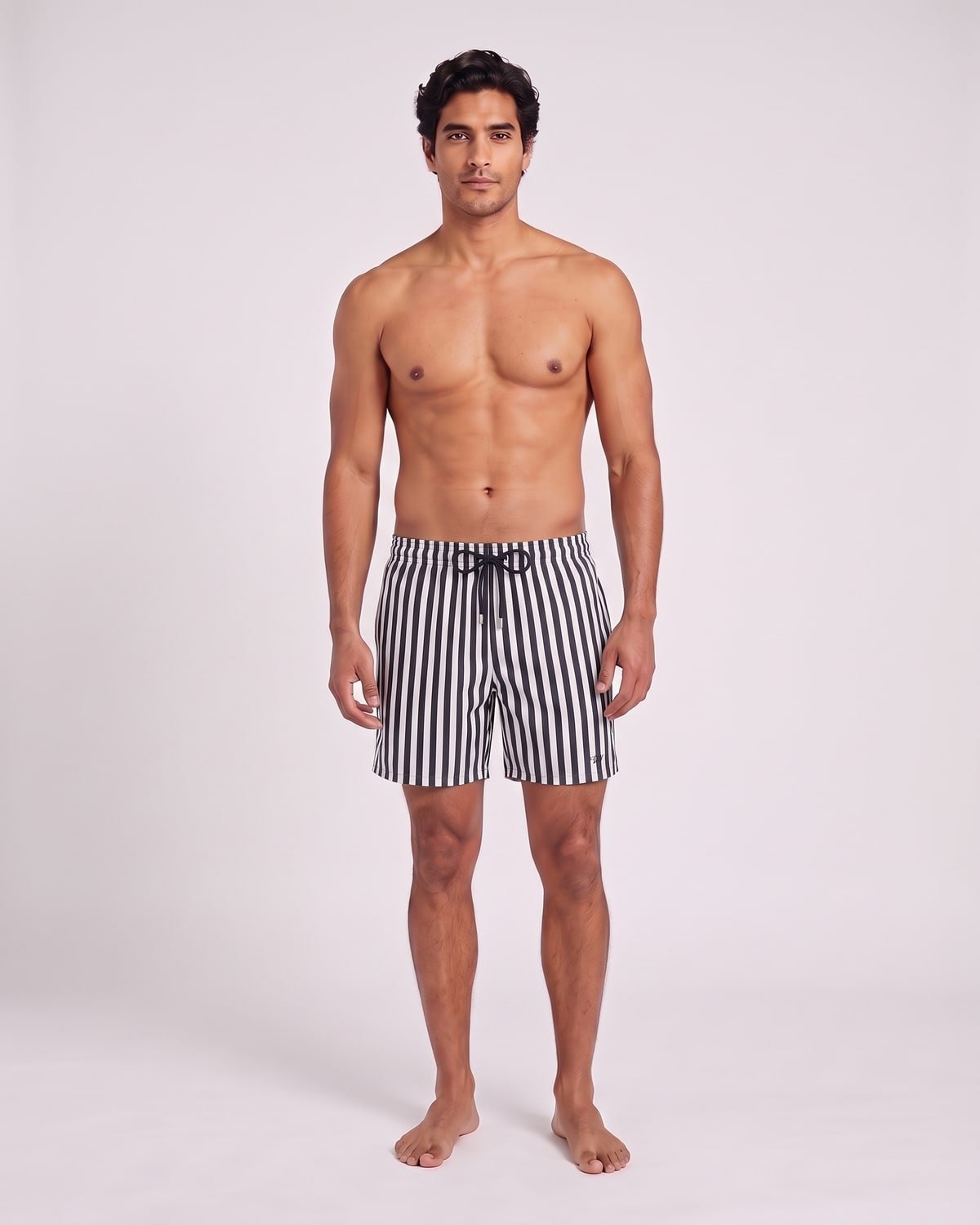 Lido Stripe Swim Short, fabric detail