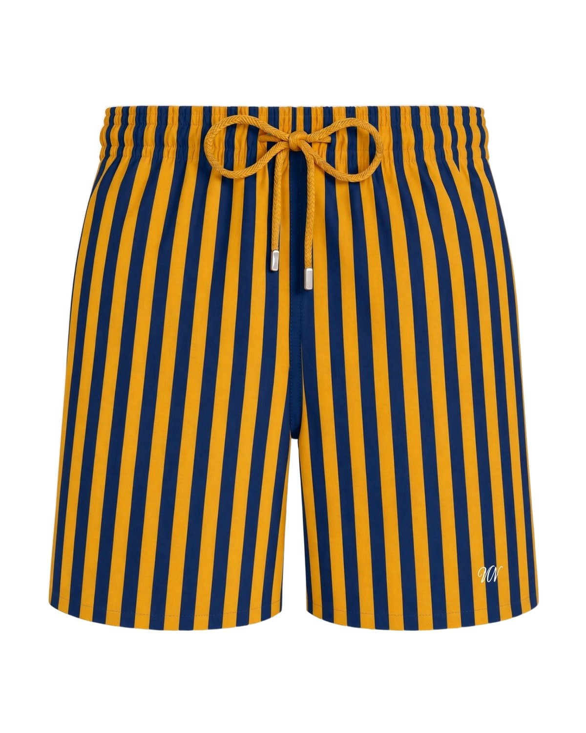 Lido Stripe Swim Short in Navy / Saffron Stripe