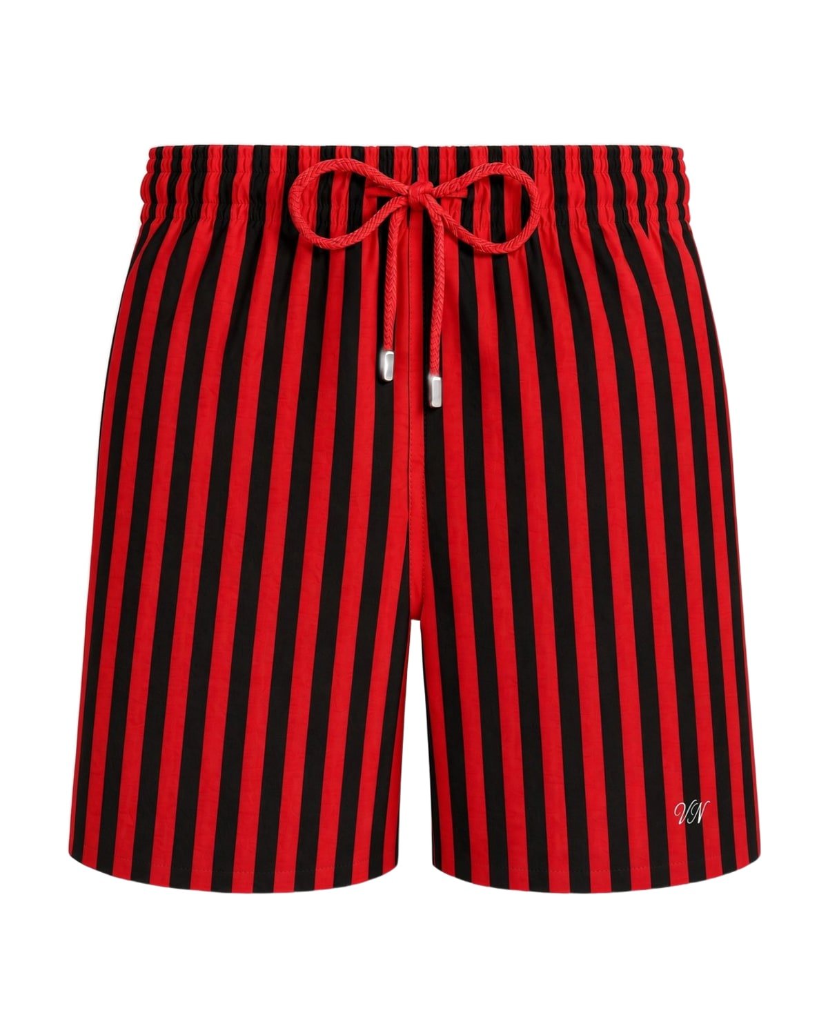 Lido Stripe Swim Short in Red / Black Stripe