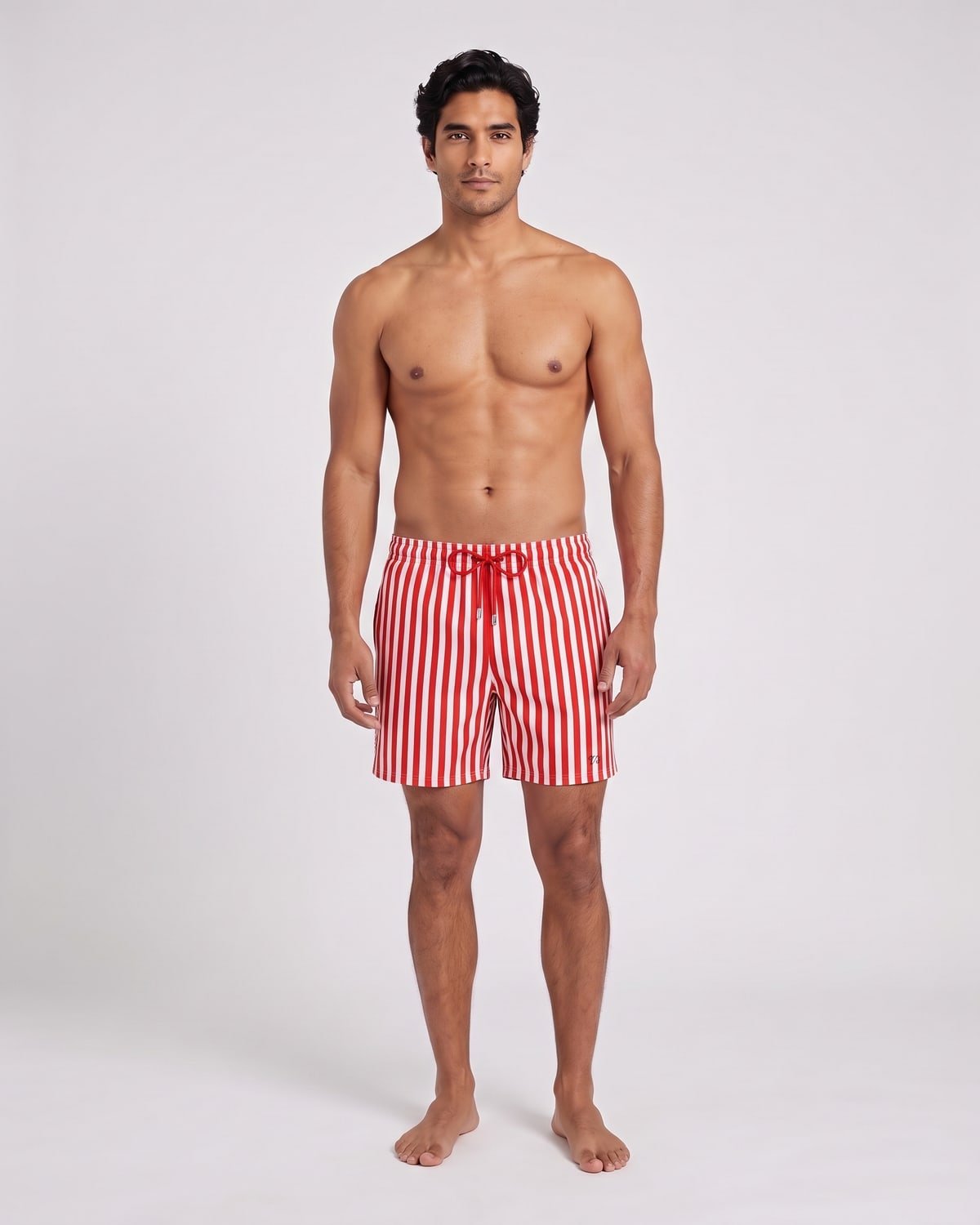 Lido Stripe Swim Short, fabric detail