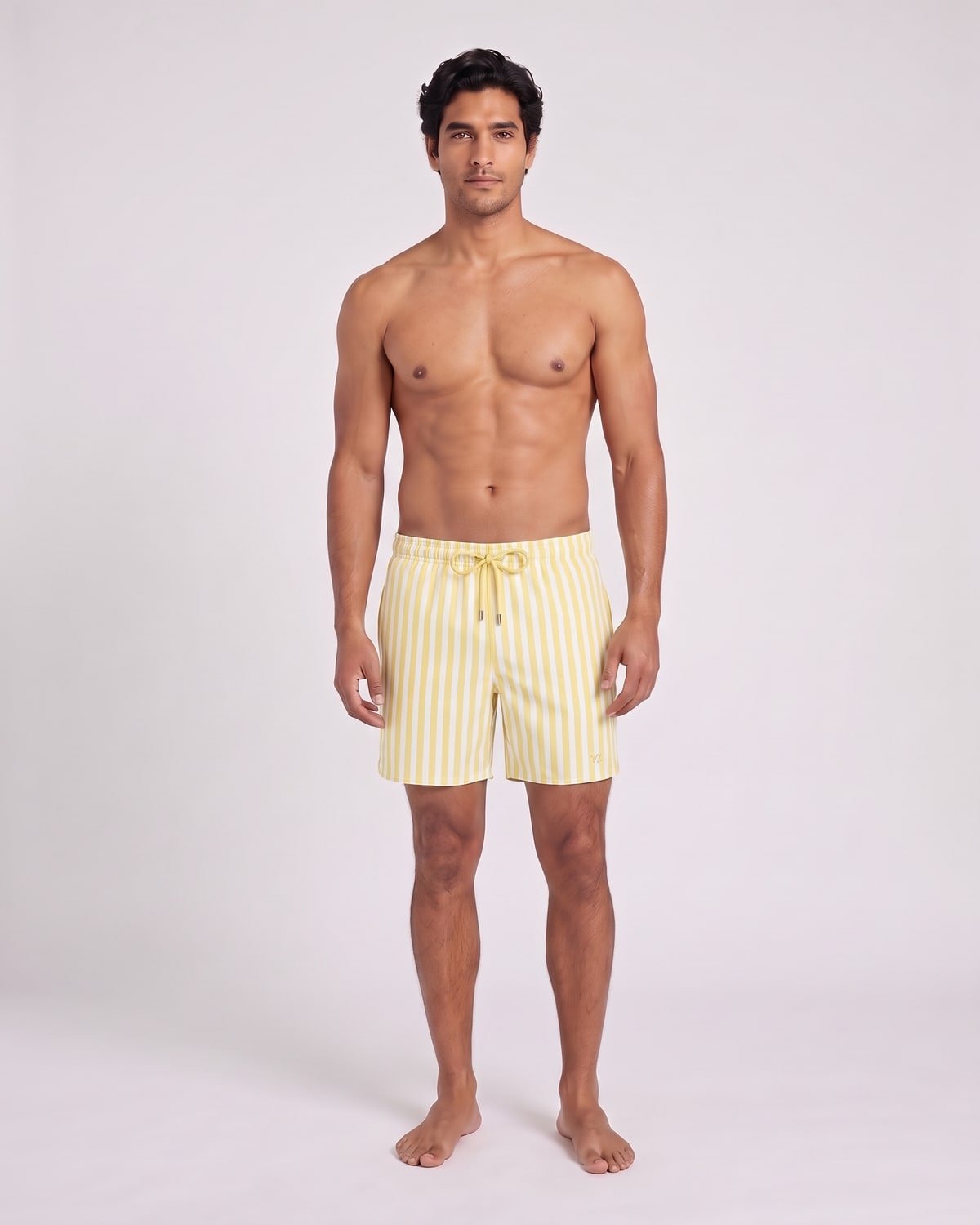 Lido Stripe Swim Short, fabric detail
