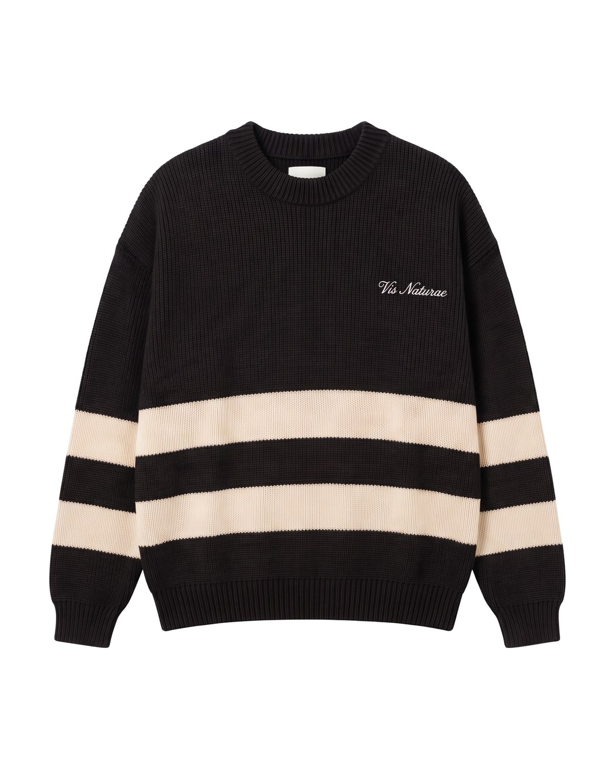 Mooring Stripe Crew in Black / Ecru