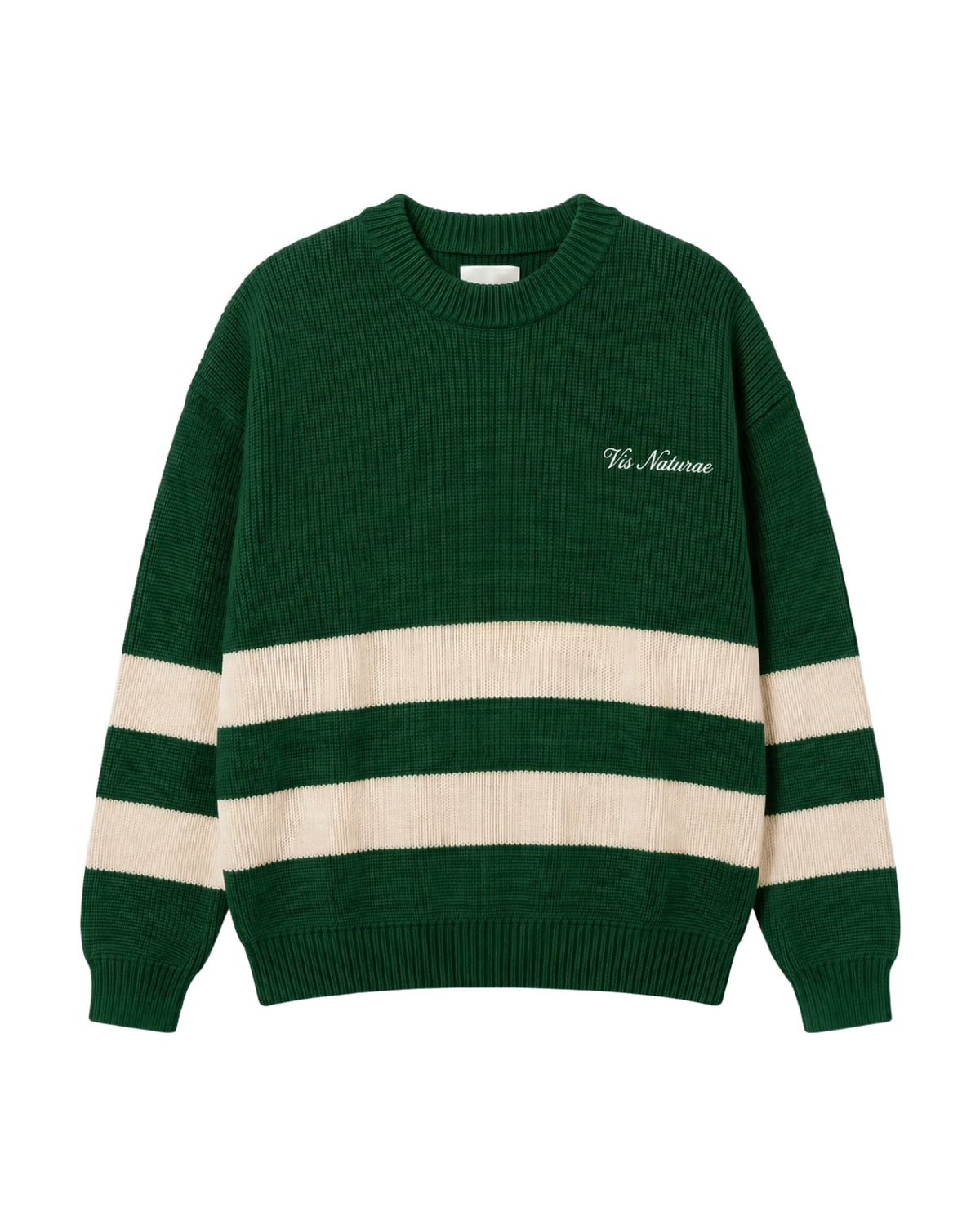 Mooring Stripe Crew in Green / Ecru