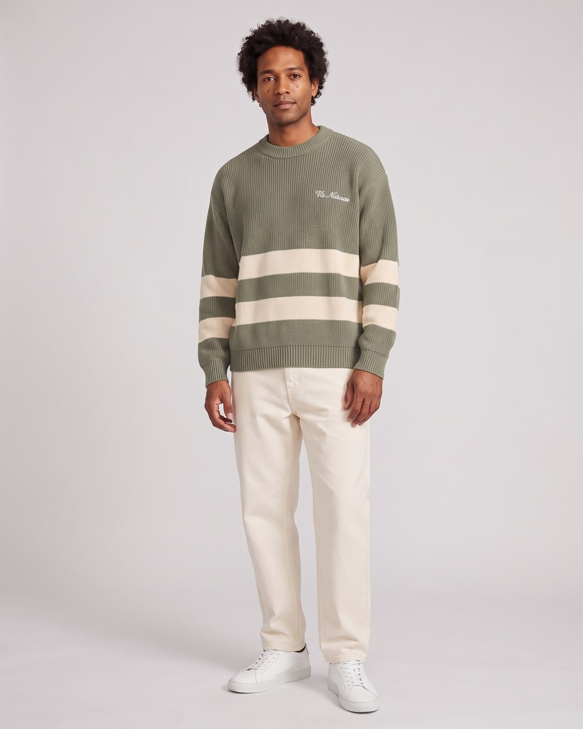 Mooring Stripe Crew, fabric detail