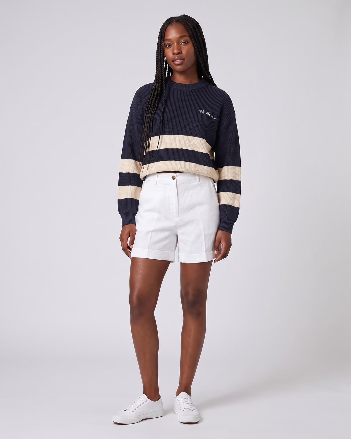 Women’s Mooring Stripe Crew, fabric detail