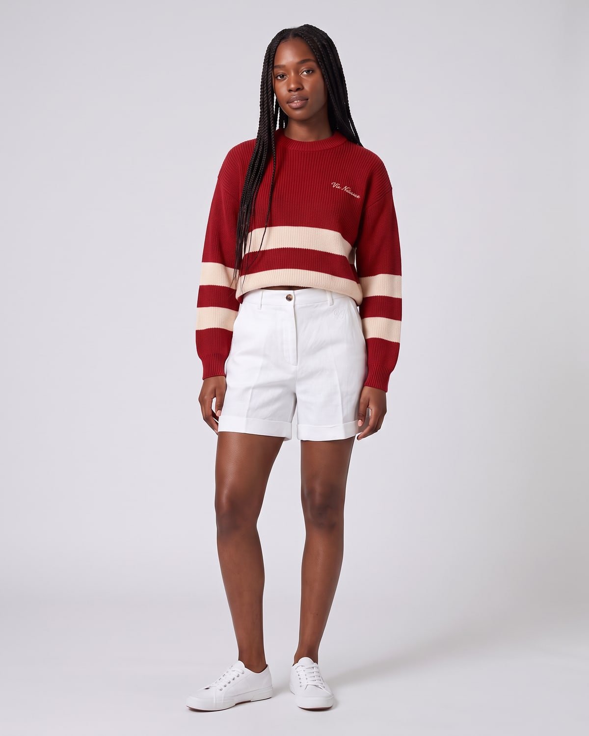 Women’s Mooring Stripe Crew, fabric detail