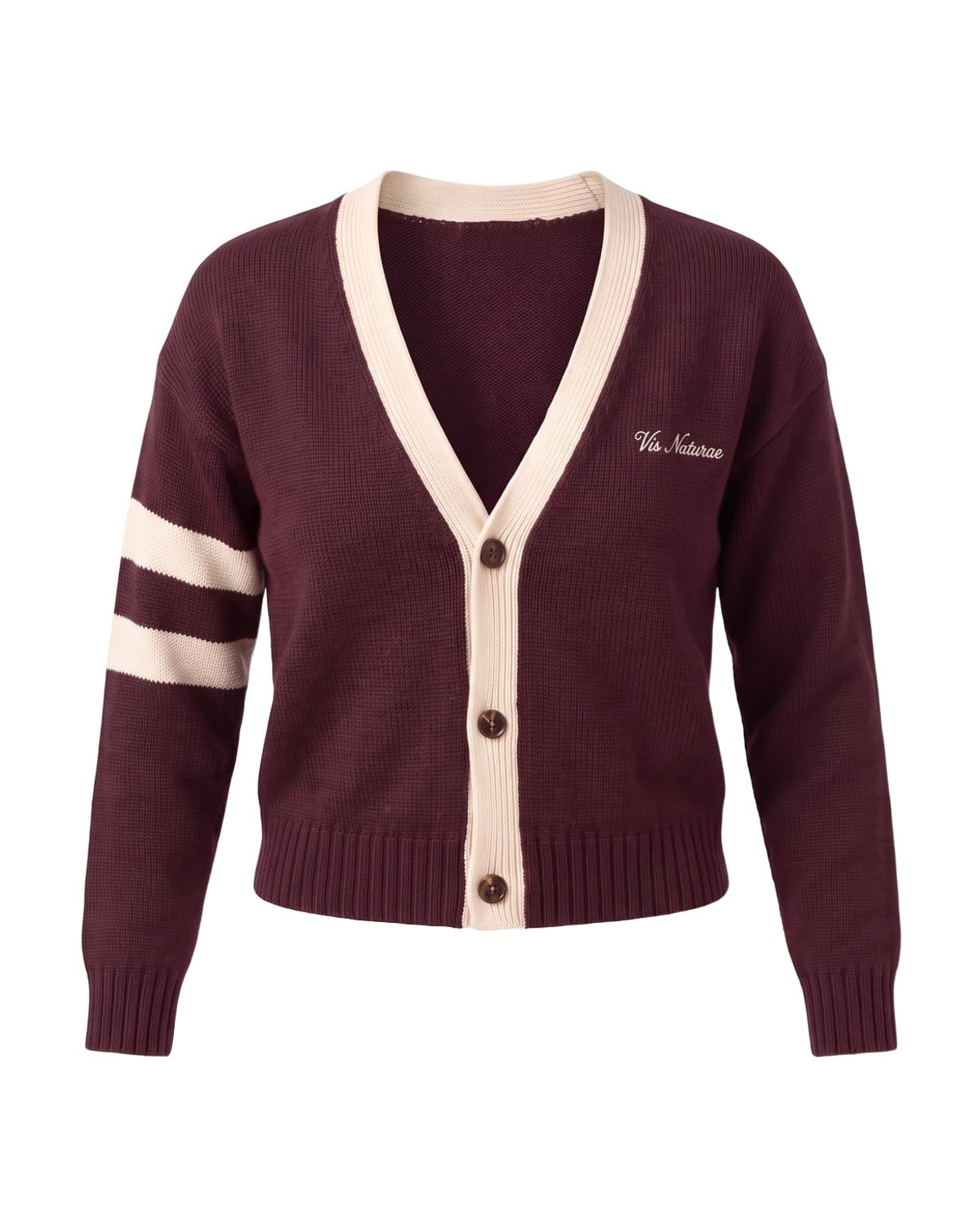 Women’s Regatta Cardigan in Burgundy / Ecru